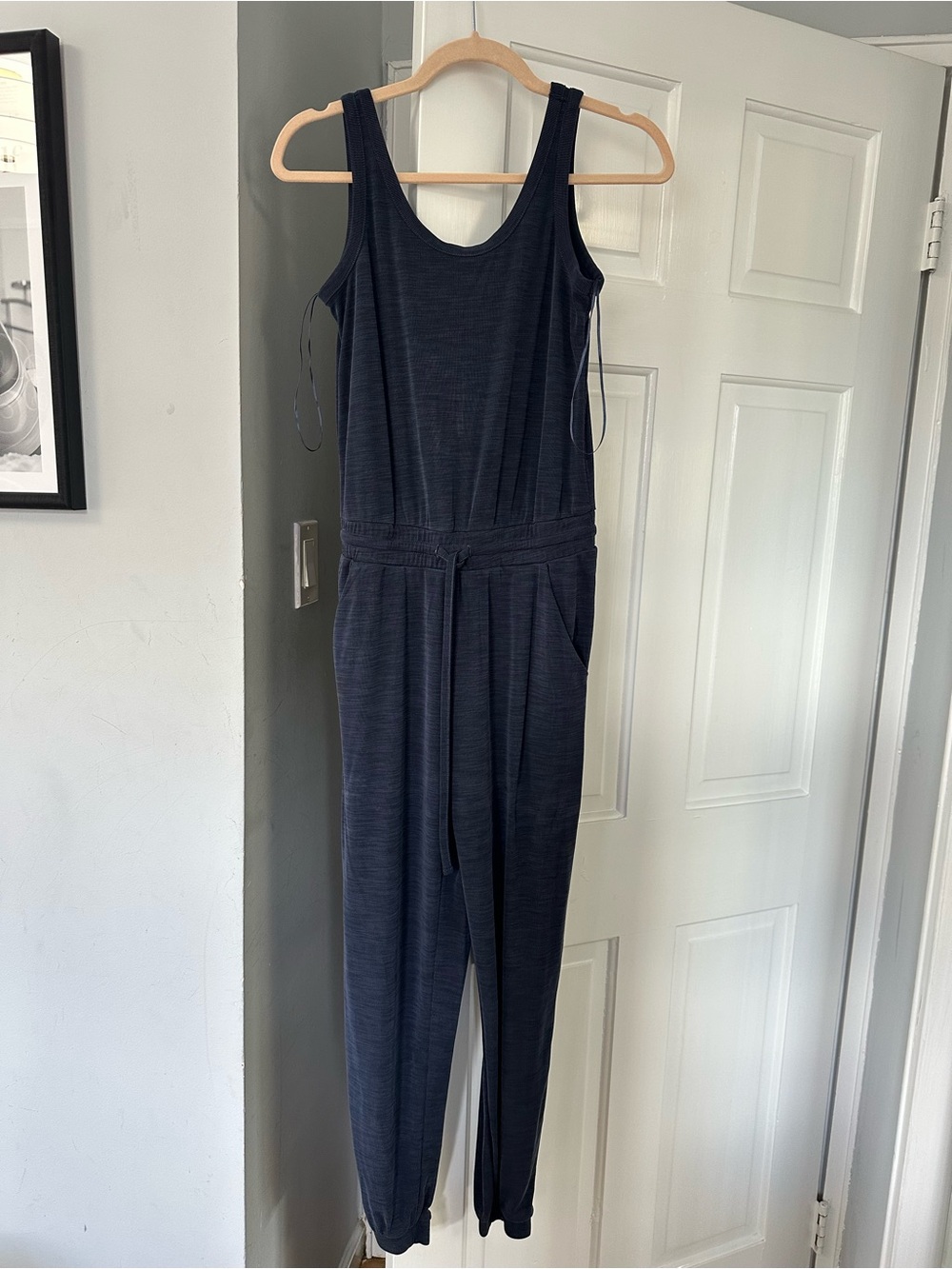 Sleeveless Navy Jumpsuit with Drawstring Waist